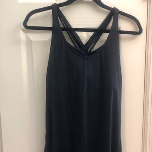 Athleta black open back tank with bra